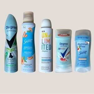 Degree and Secret Women’s Deodorant Bundle 5 pack
